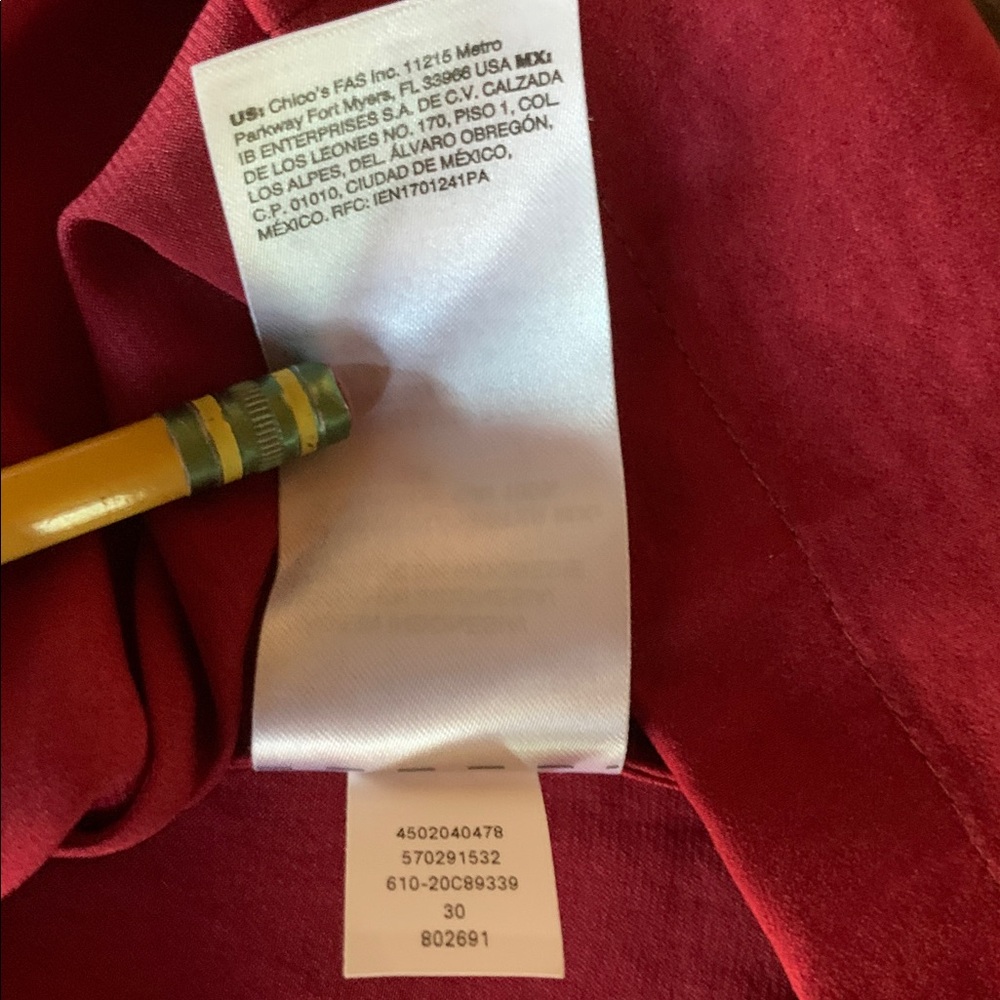 Chico’s womens burgundy blouse flowy drapey seems oversized size 00P - Picture 12 of 12